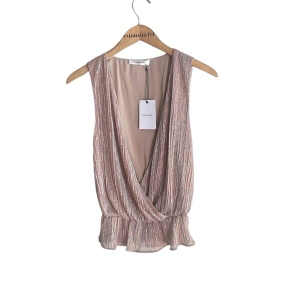 Anine Bing Draped Top Metallic Rose - Picture 2 of 15